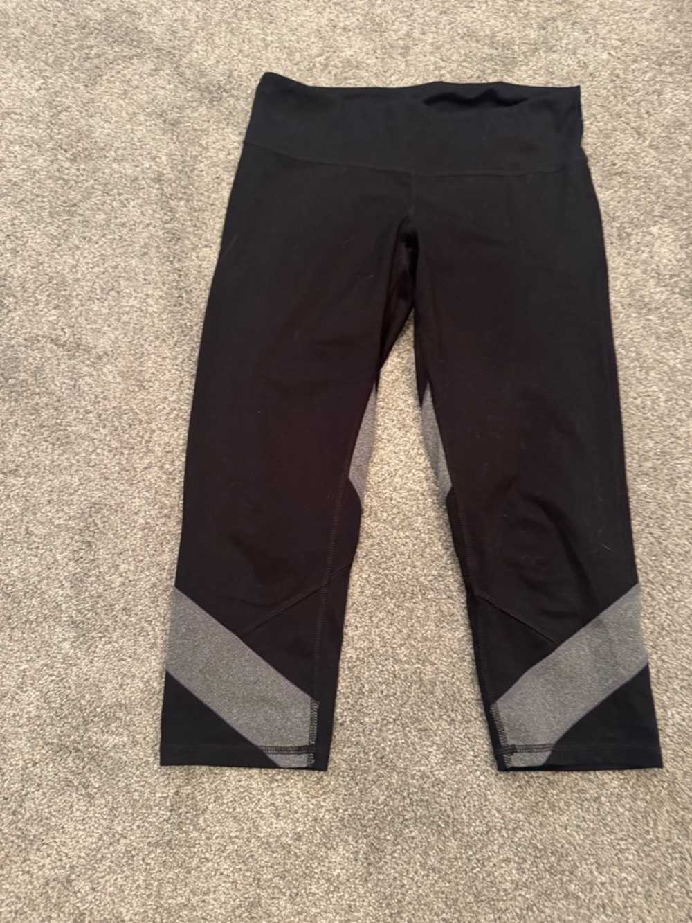 Women's Black Athletic Capri Leggings with Gray Accents